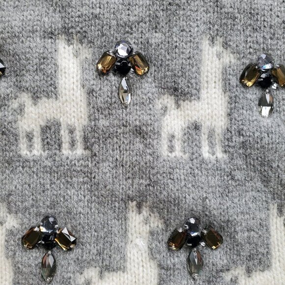 J.Crew 100% wool sweater with llamas & gems - size XXS - Picture 4 of 14